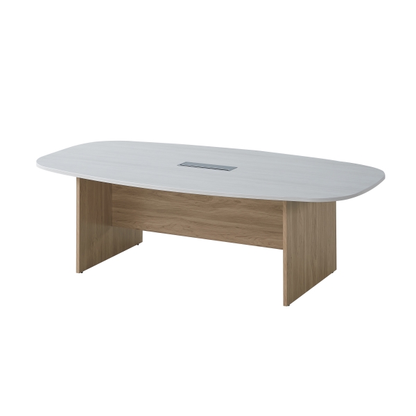 TABLE DE CONFÉRENCE EN FORME BATEAU 2400X1200X750 CHENE NATUREL BLANC