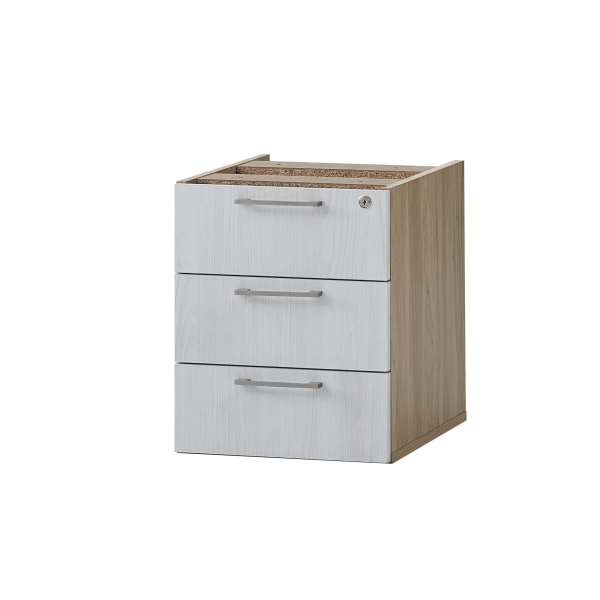 BLOC 3 TIROIRS FIXE 3D 400X500X480 CHENE NATUREL BLANC