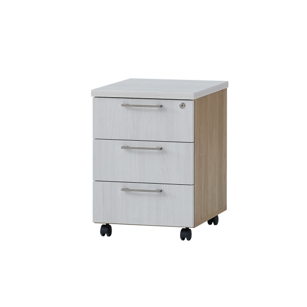 BLOC 3 TIROIRS MOBILE 3D 415X500X560 CHENE NATUREL BLANC