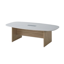 [BCUTABS3612NW] TABLE DE CONFÉRENCE EN FORME BATEAU 3600X1200X750 CHENE NATUREL BLANC